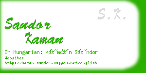 sandor kaman business card